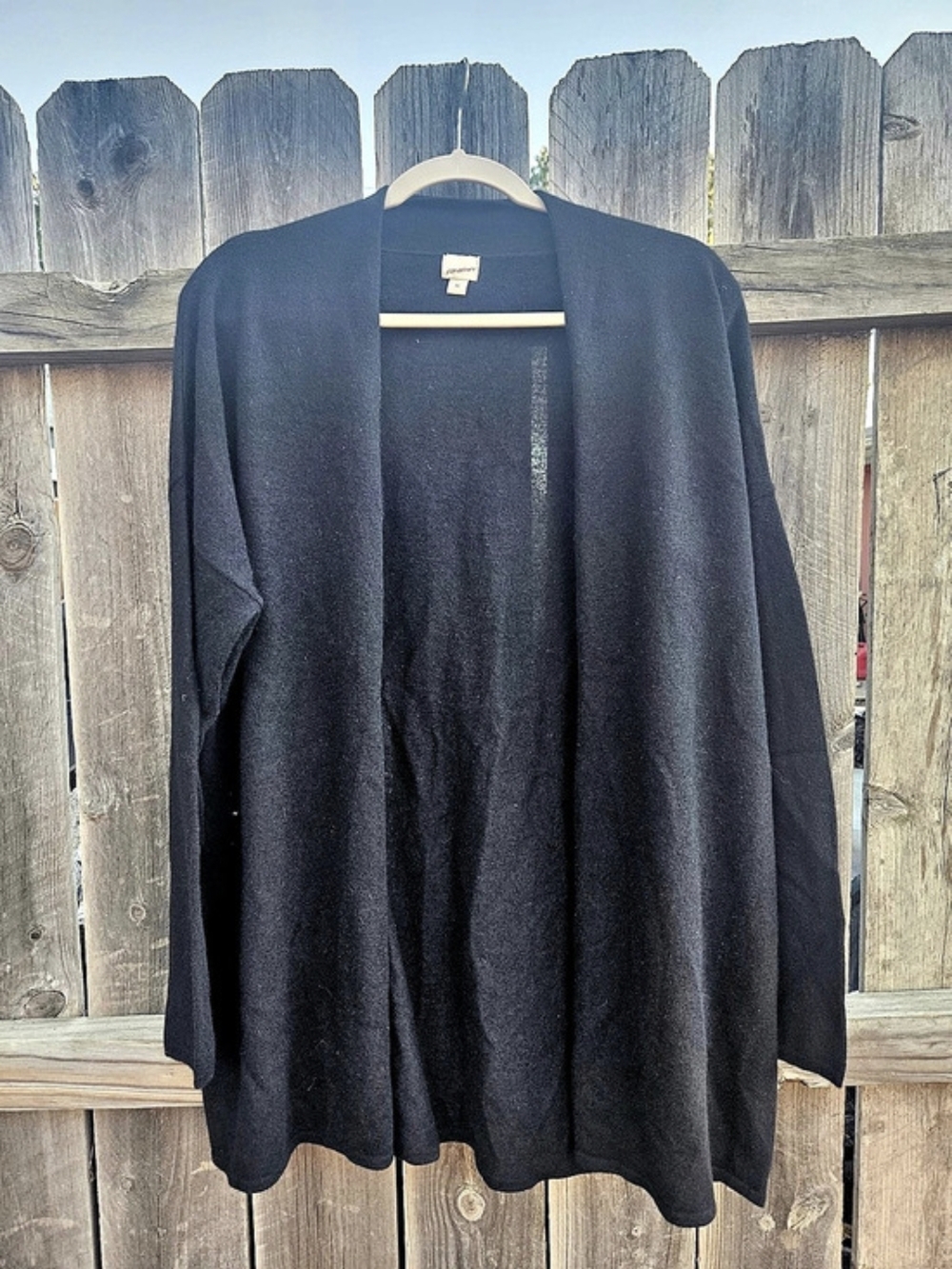 State Cashmere Black Cardigan Womens Size XL Open Front Long Sweater Luxe
